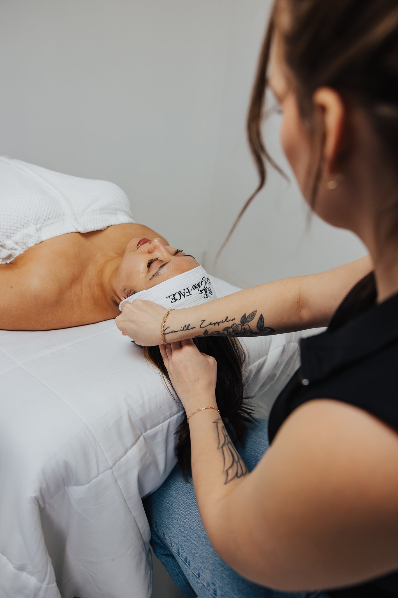 “RGF, RESTING GLOW FACE.” WAFFLE HEAD WRAP