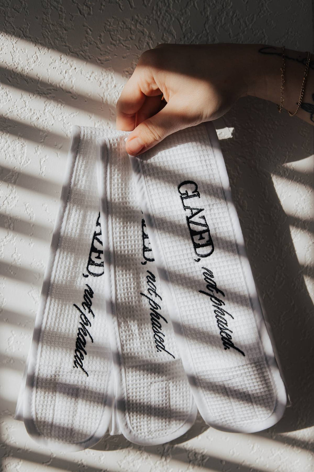 “GLAZED, NOT PHASED.” WAFFLE HEAD WRAP