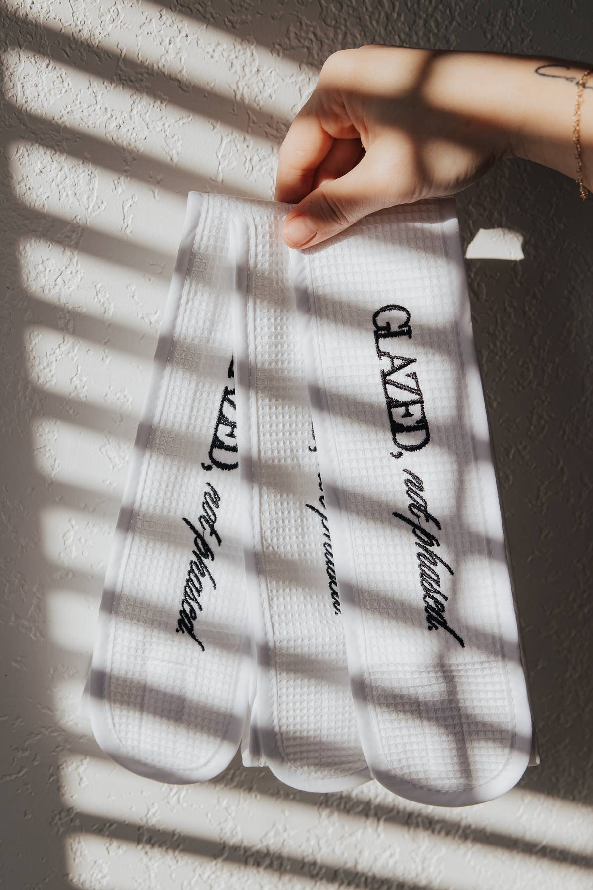 “GLAZED, NOT PHASED.” WAFFLE HEAD WRAP